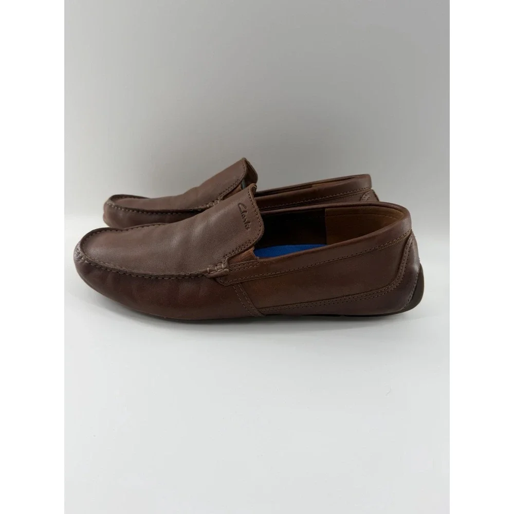 Clarks Men's Shoe Markman Brown Leather Driving Style Loafers Slippers Size 13 M